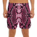 Pink Python Snakeskin Print Men's Split Running Shorts