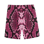 Pink Python Snakeskin Print Men's Sports Shorts