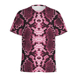 Pink Python Snakeskin Print Men's Sports T-Shirt