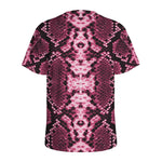 Pink Python Snakeskin Print Men's Sports T-Shirt