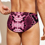 Pink Python Snakeskin Print Men's Swim Briefs