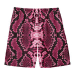 Pink Python Snakeskin Print Men's Swim Trunks