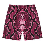 Pink Python Snakeskin Print Men's Swim Trunks