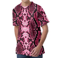Pink Python Snakeskin Print Men's Velvet T-Shirt