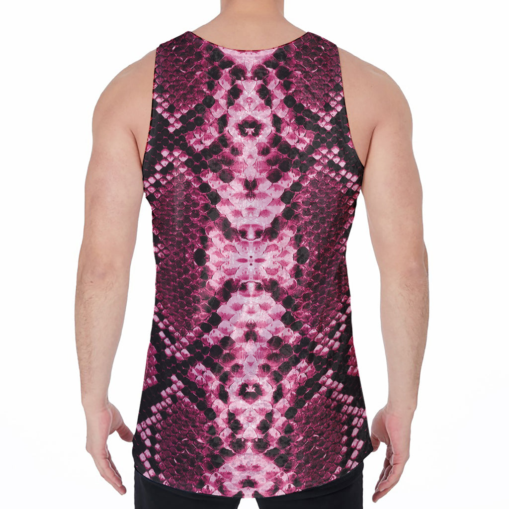 Pink Python Snakeskin Print Men's Velvet Tank Top
