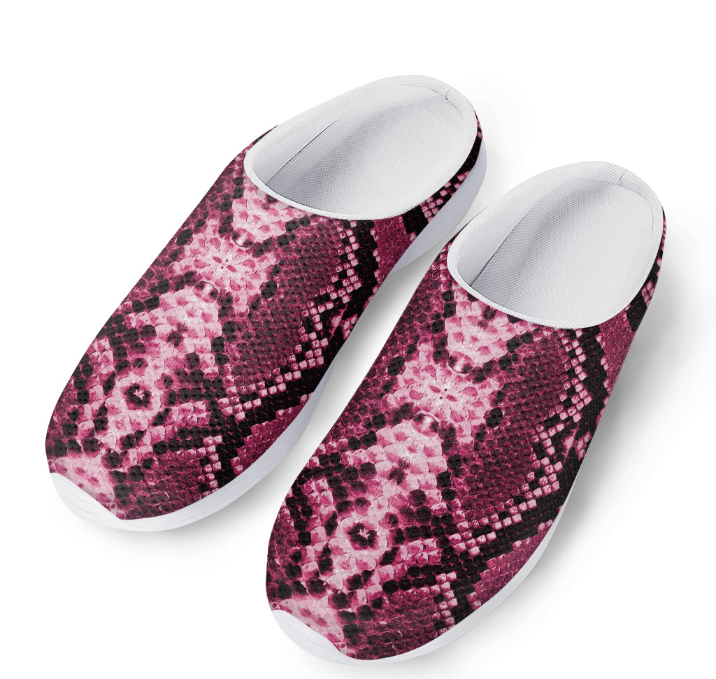 Pink Python Snakeskin Print Mesh Casual Shoes
