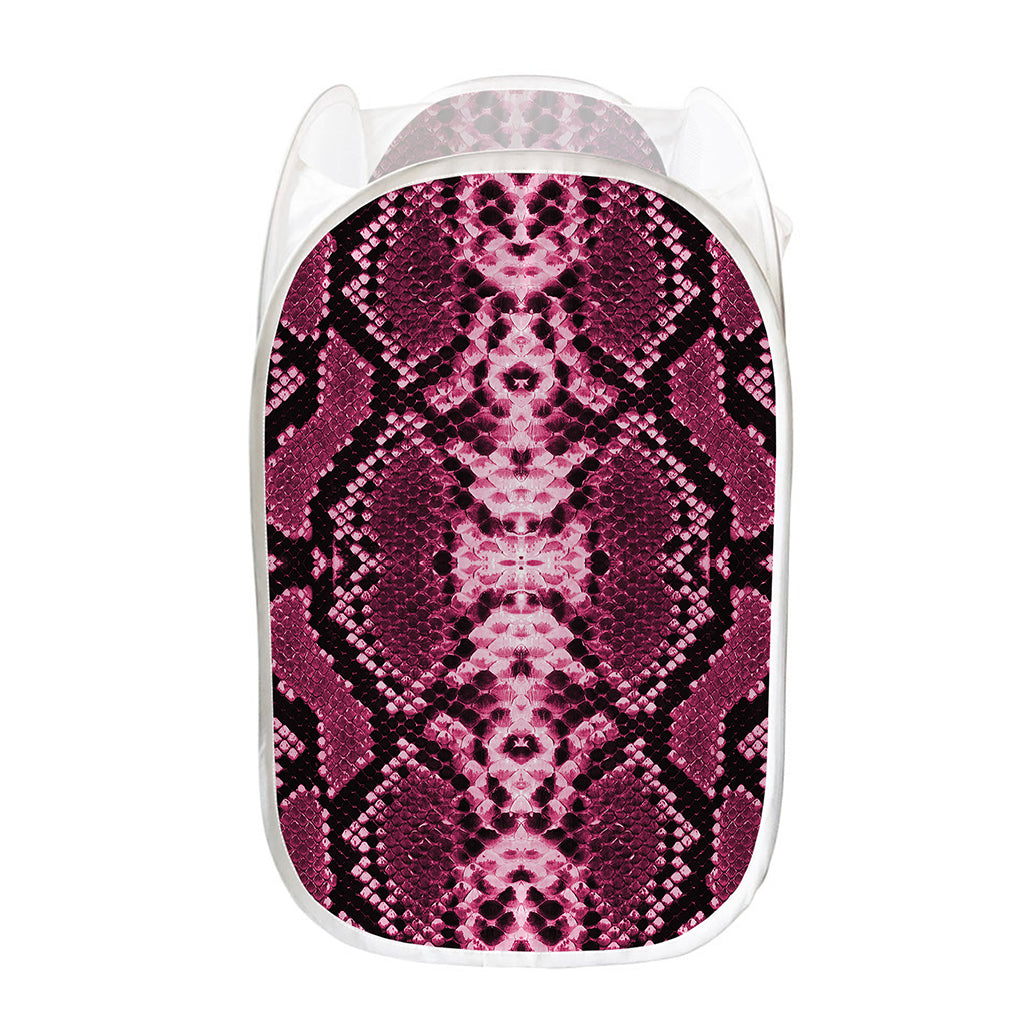 Pink Python Snakeskin Print Mesh Laundry Hamper