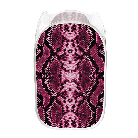 Pink Python Snakeskin Print Mesh Laundry Hamper