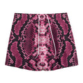 Pink Python Snakeskin Print Mesh Shorts