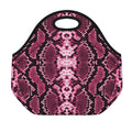 Pink Python Snakeskin Print Neoprene Lunch Bag