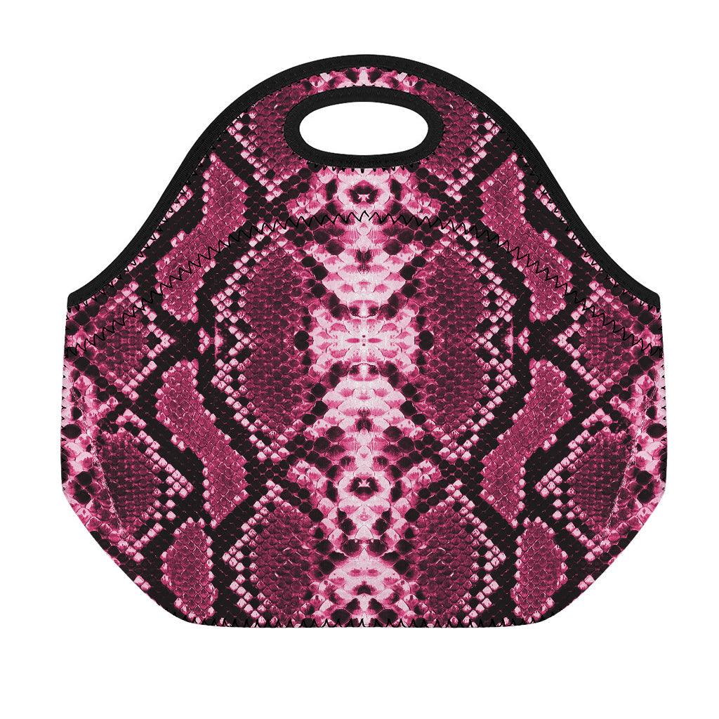 Pink Python Snakeskin Print Neoprene Lunch Bag
