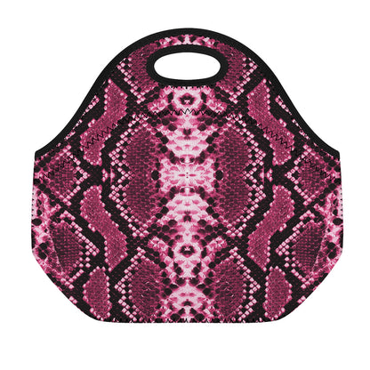Pink Python Snakeskin Print Neoprene Lunch Bag