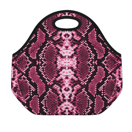 Pink Python Snakeskin Print Neoprene Lunch Bag