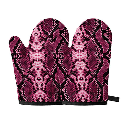 Pink Python Snakeskin Print Oven Mitts