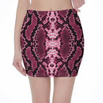 Pink Python Snakeskin Print Pencil Mini Skirt