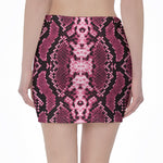 Pink Python Snakeskin Print Pencil Mini Skirt