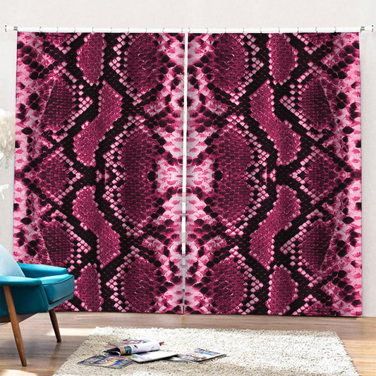 Pink Python Snakeskin Print Pencil Pleat Curtains
