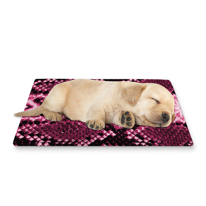 Pink Python Snakeskin Print Pet Cooling Mat Cover