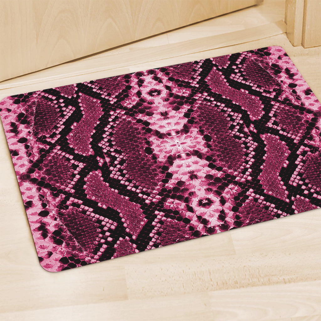 Pink Python Snakeskin Print Polyester Doormat