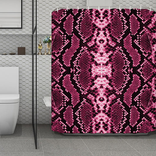 Pink Python Snakeskin Print Polyester Shower Curtain