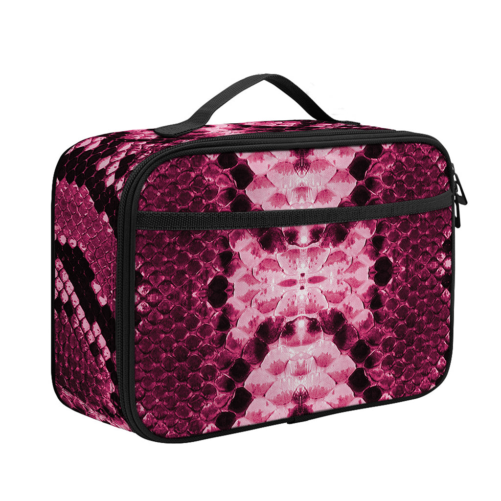 Pink Python Snakeskin Print Portable Lunch Bag
