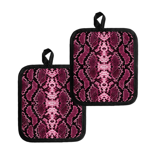 Pink Python Snakeskin Print Pot Holders