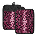 Pink Python Snakeskin Print Pot Holders With Pocket