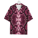 Pink Python Snakeskin Print Rayon Hawaiian Shirt