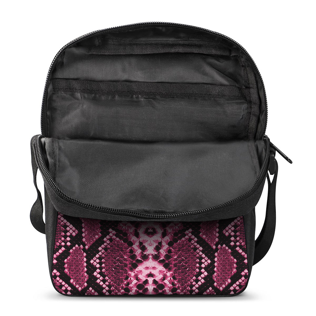 Pink Python Snakeskin Print Rectangular Crossbody Bag