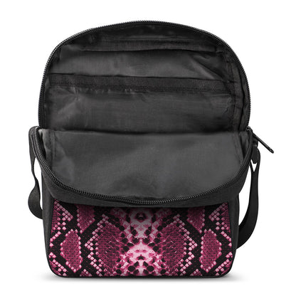Pink Python Snakeskin Print Rectangular Crossbody Bag