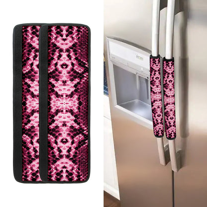 Pink Python Snakeskin Print Refrigerator Handle Covers