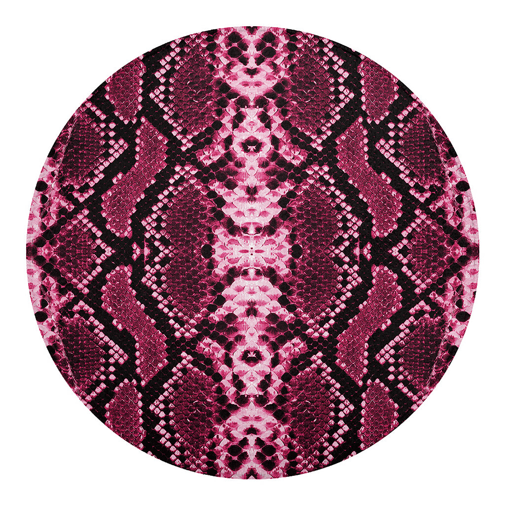Pink Python Snakeskin Print Round Blanket