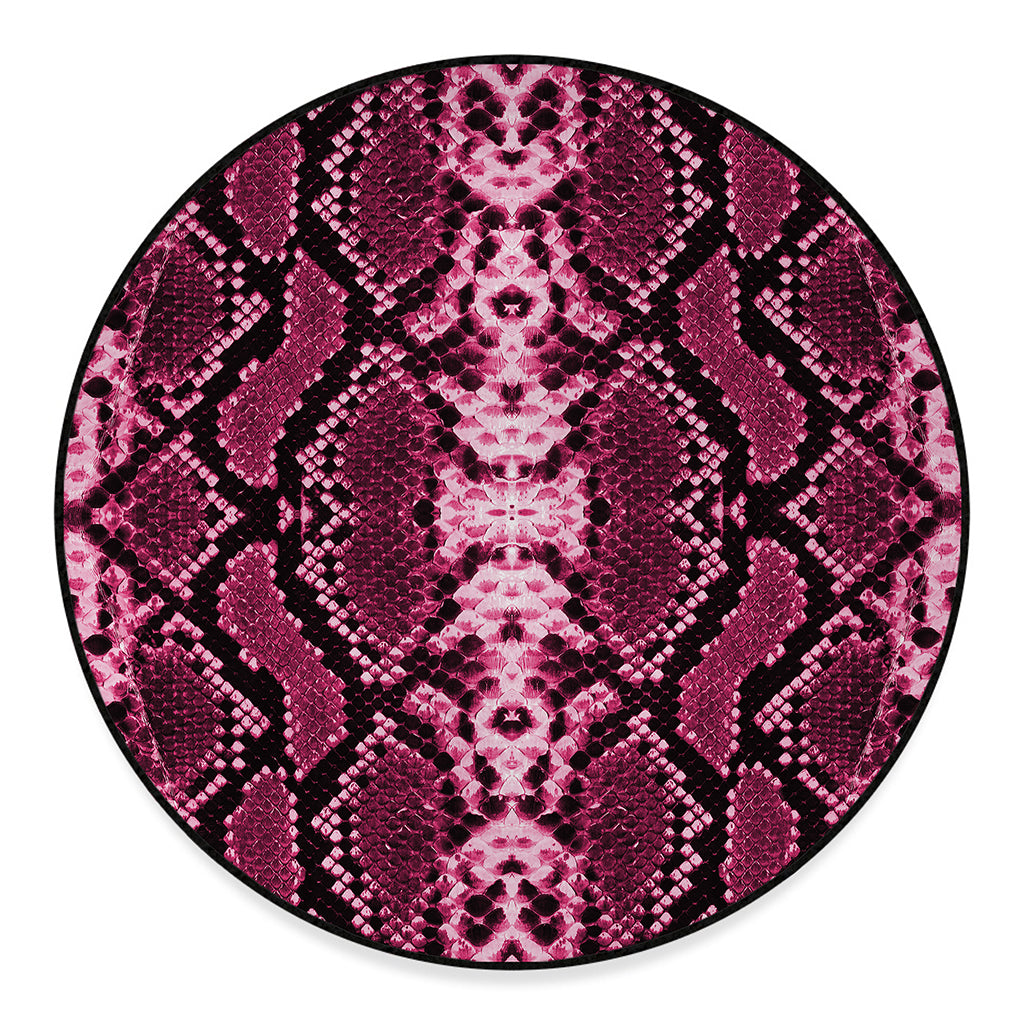 Pink Python Snakeskin Print Round Floor Mat