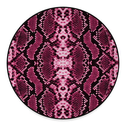 Pink Python Snakeskin Print Round Floor Mat