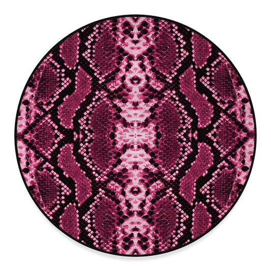 Pink Python Snakeskin Print Round Floor Mat