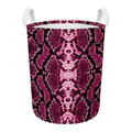 Pink Python Snakeskin Print Round Laundry Basket