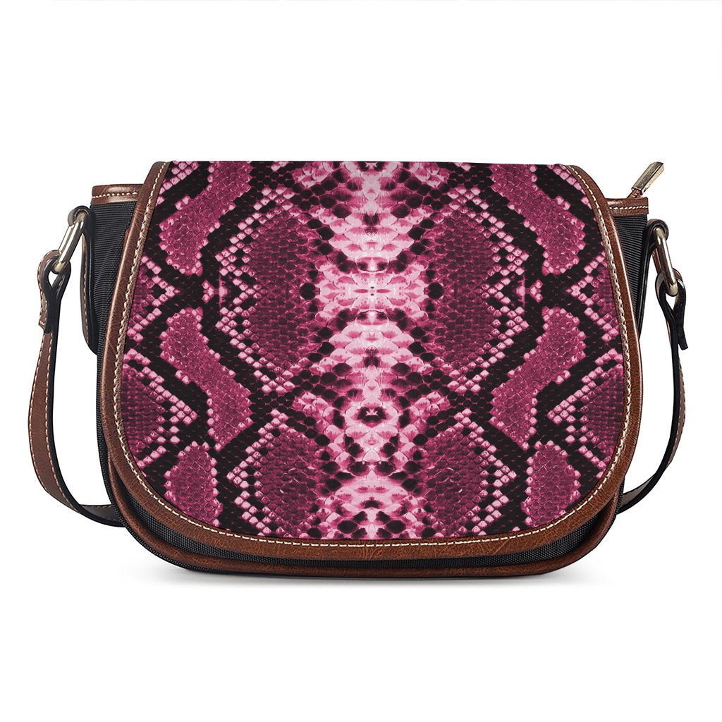 Pink Python Snakeskin Print Saddle Bag