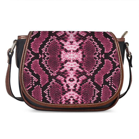 Pink Python Snakeskin Print Saddle Bag