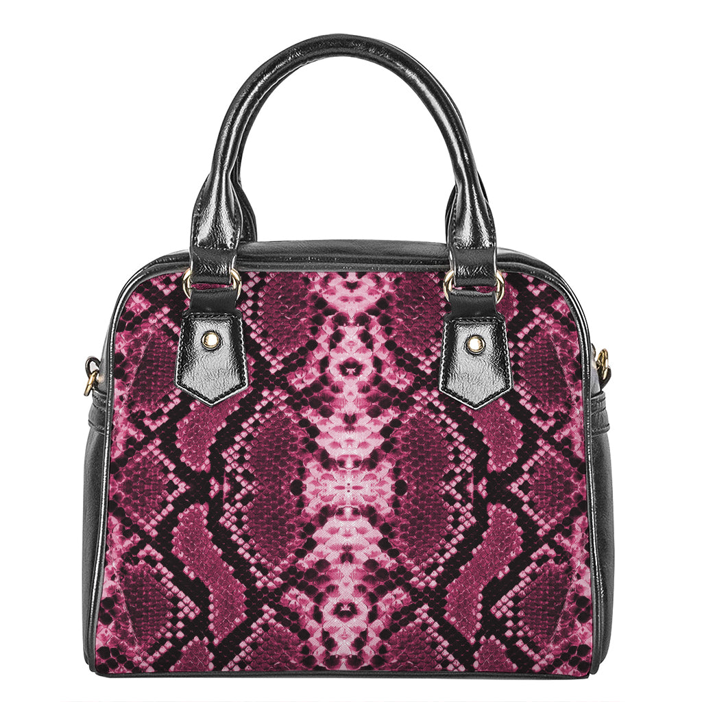 Pink Python Snakeskin Print Shoulder Handbag