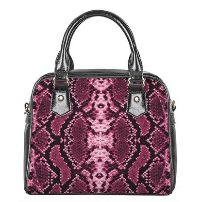 Pink Python Snakeskin Print Shoulder Handbag