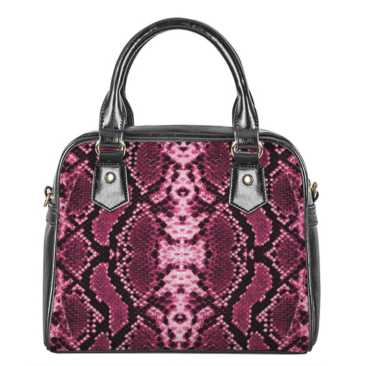 Pink Python Snakeskin Print Shoulder Handbag