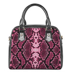 Pink Python Snakeskin Print Shoulder Handbag