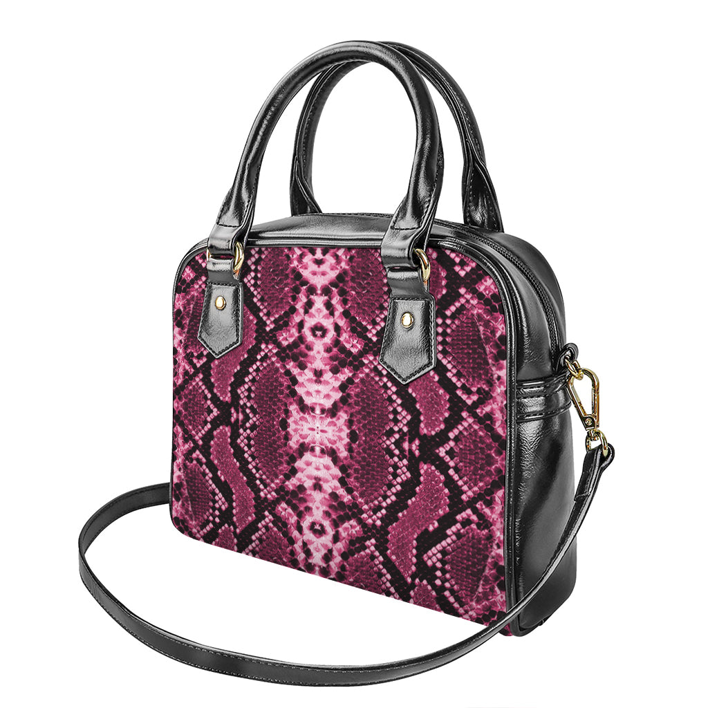 Pink Python Snakeskin Print Shoulder Handbag