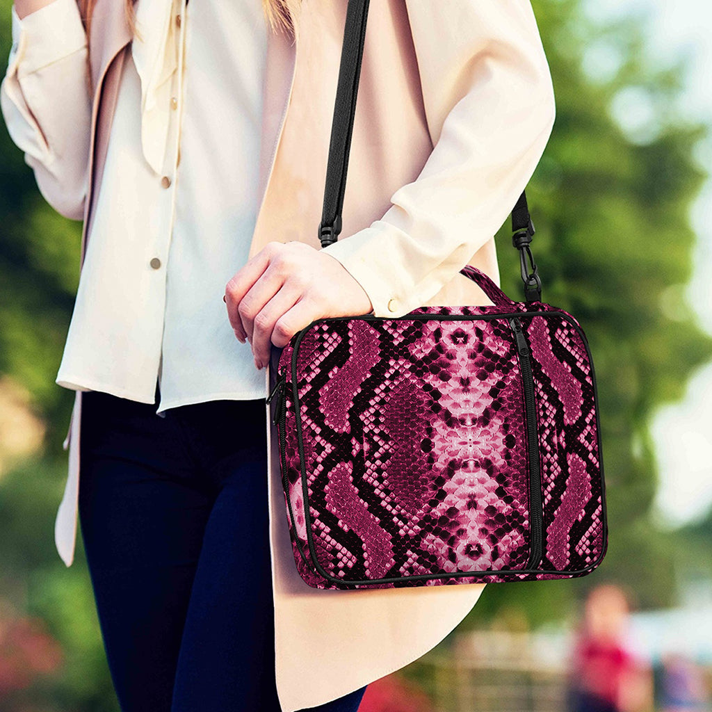 Pink Python Snakeskin Print Shoulder Strap Bible Bag