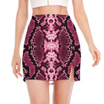 Pink Python Snakeskin Print Side Slit Mini Skirt