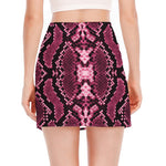 Pink Python Snakeskin Print Side Slit Mini Skirt