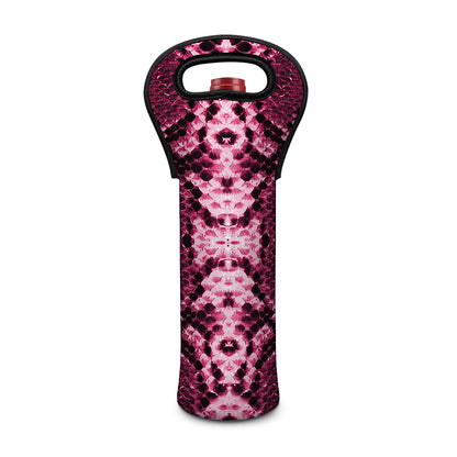 Pink Python Snakeskin Print Single Neoprene Wine Tote