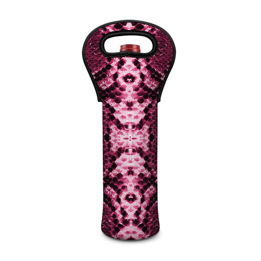 Pink Python Snakeskin Print Single Neoprene Wine Tote