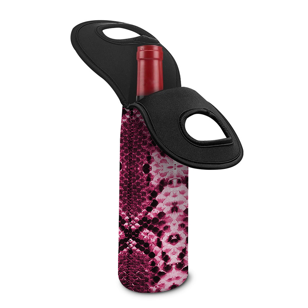Pink Python Snakeskin Print Single Neoprene Wine Tote