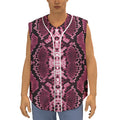 Pink Python Snakeskin Print Sleeveless Baseball Jersey